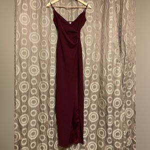 Emerald Sundae Wine Red Maxi Dress with Draped Detail